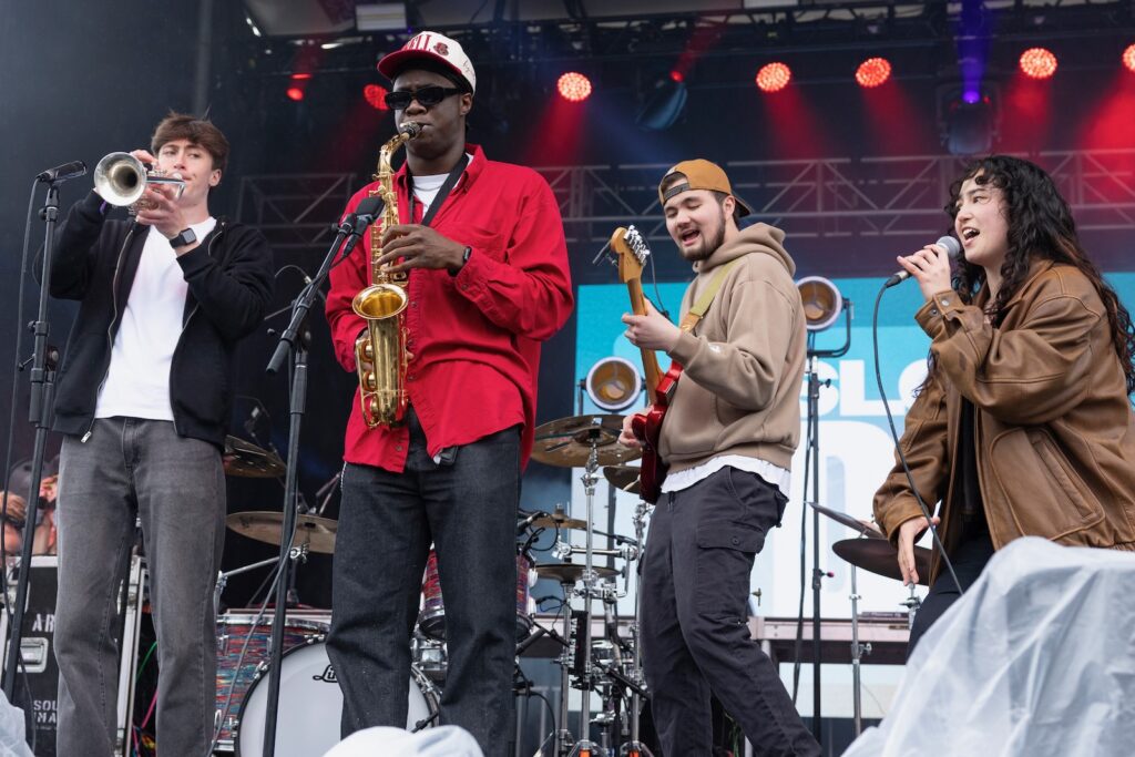 Student band After Six performs during the festivities during Slope Day on Wednesday, May 6, 2026.