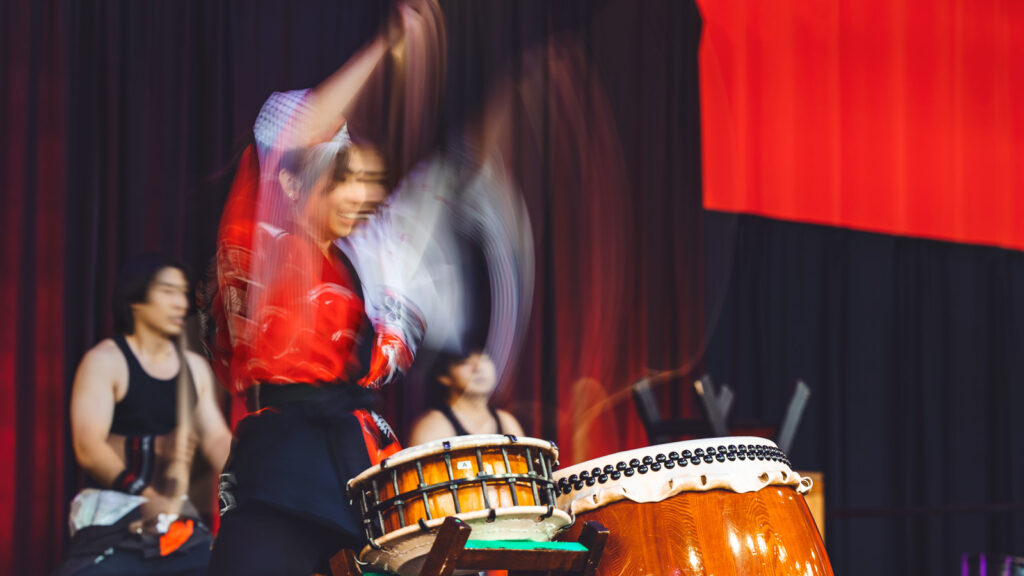 A performance by the Japanese drumming group Yamatai