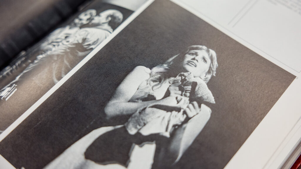 A photo of Jane Lynch in a 1980s yearbook