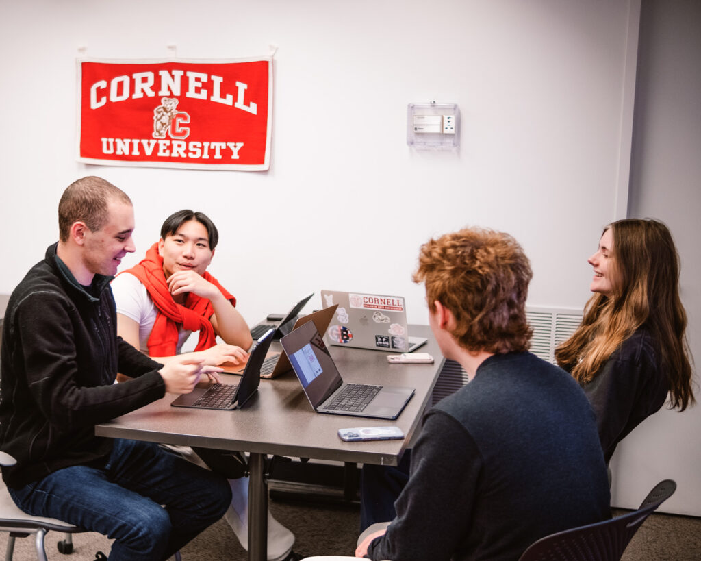 Students hang out and study in one of the common areas at the Cornell in Washington headquarters, the Wolpe Center, in spring 2026