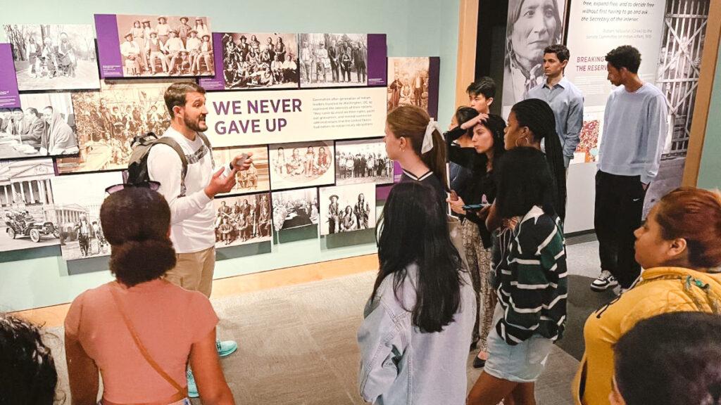 students in the Cornell in Washington program visit the National Museum of the American Indian in D.C. in 2023