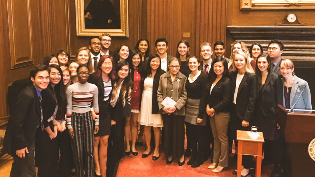 Cornell in Washington students meet with U.S. Supreme Court Justice Ruth Bader Ginsburg in 2016