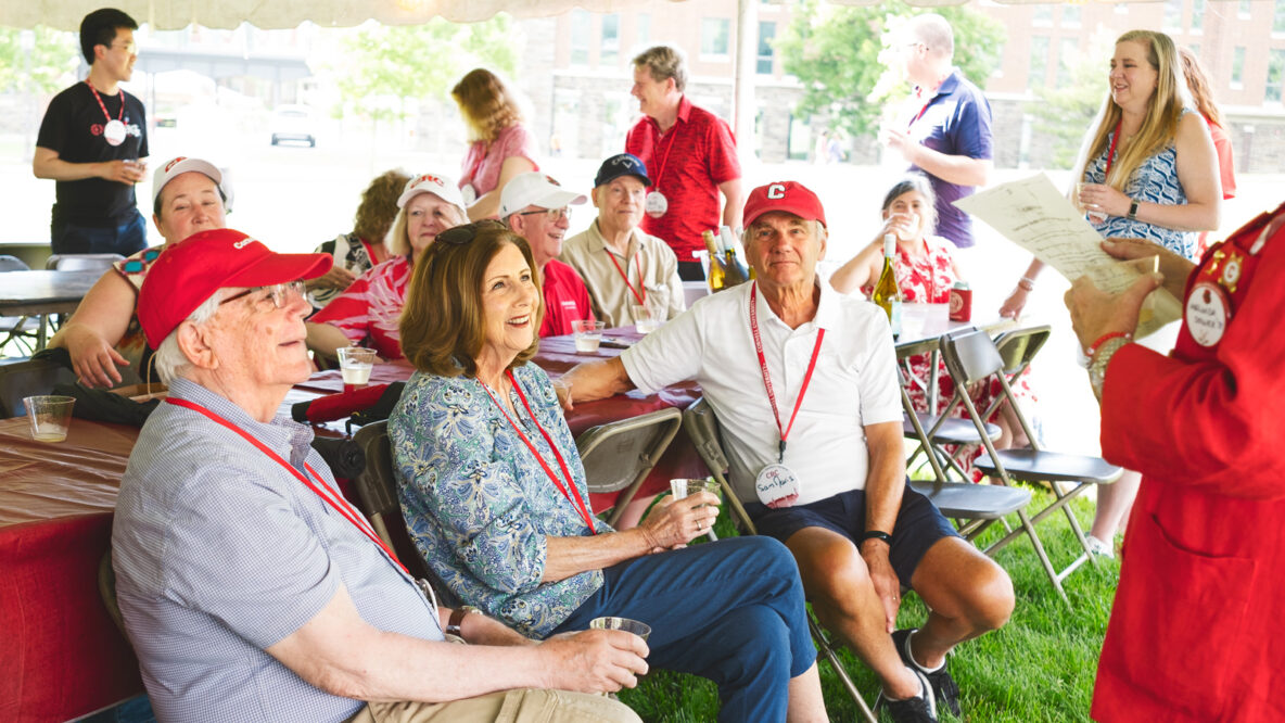 CRC members relax and chat prior to the group's 120th anniversary dinner during Reunion 2026