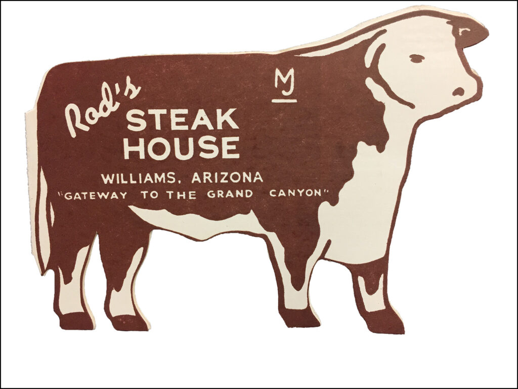 The steer-shaped menu from Rod's Steakhouse