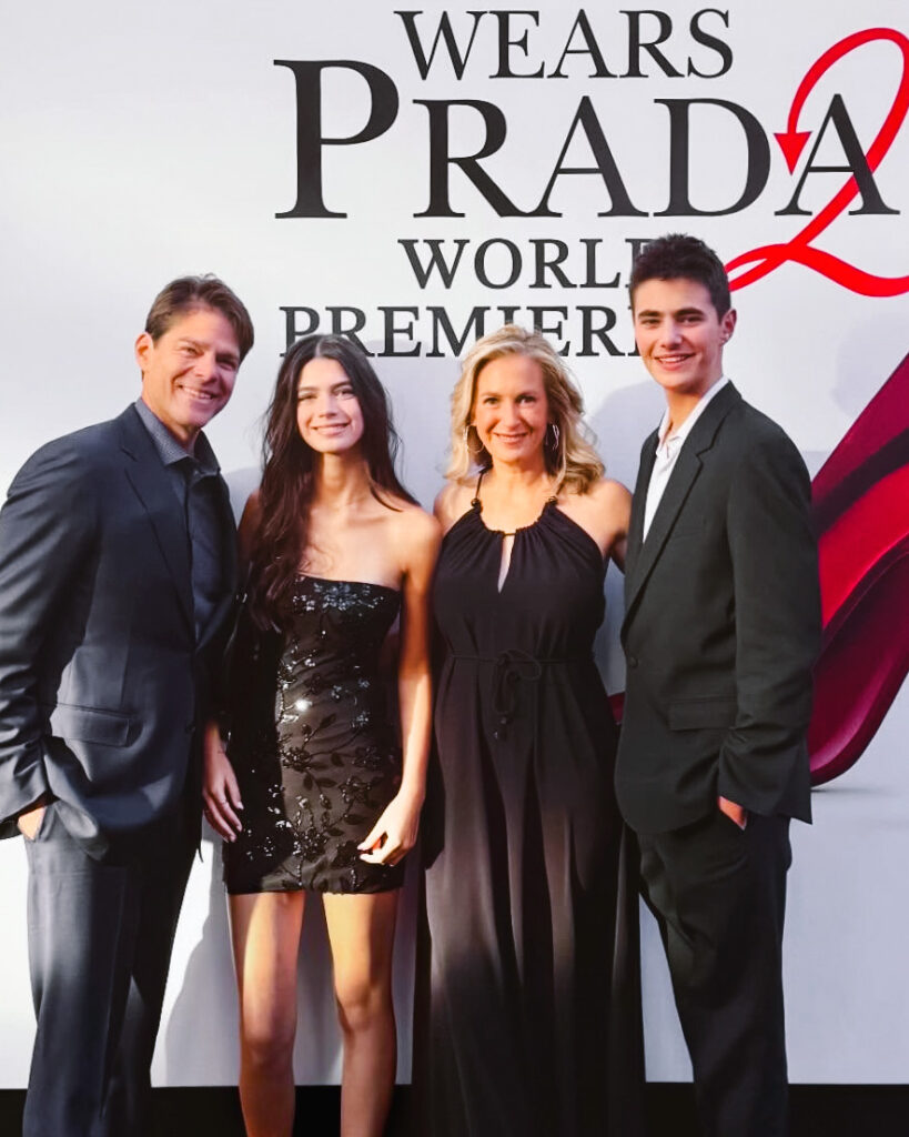 Lauren Weisberger, her husband, and two children at the London premiere of "The Devil Wears Prada 2" in 2026