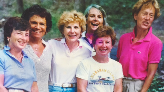Barbara Osgood with five women friends from Cornell, as adults
