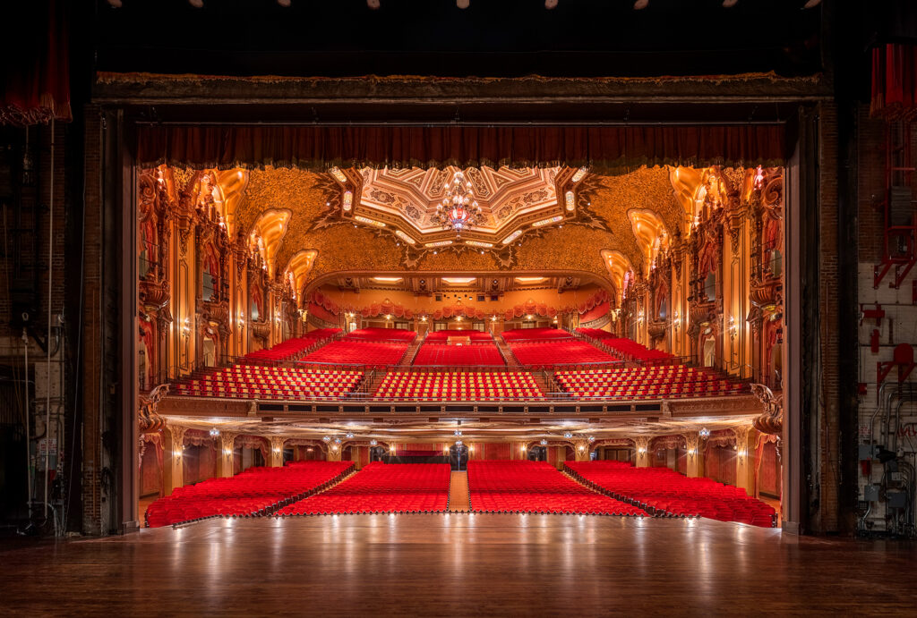 Photo by Brad Feinknopf ’86 taken from the stage of the Ohio Theater at the Columbus Association for the Performing Arts in Columbus, OH, looking out into the house and rows of seats