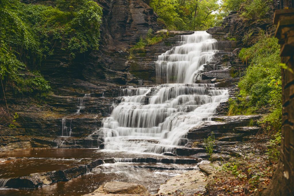 Giant's Staircase (Seventh Falls) along the Cascadilla Gorge Trail, located below the College Avenue bridge