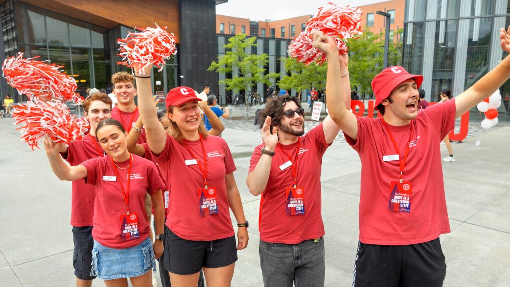 Student Move-In volunteers cheer on North Campus during Move-In events, August 2026
