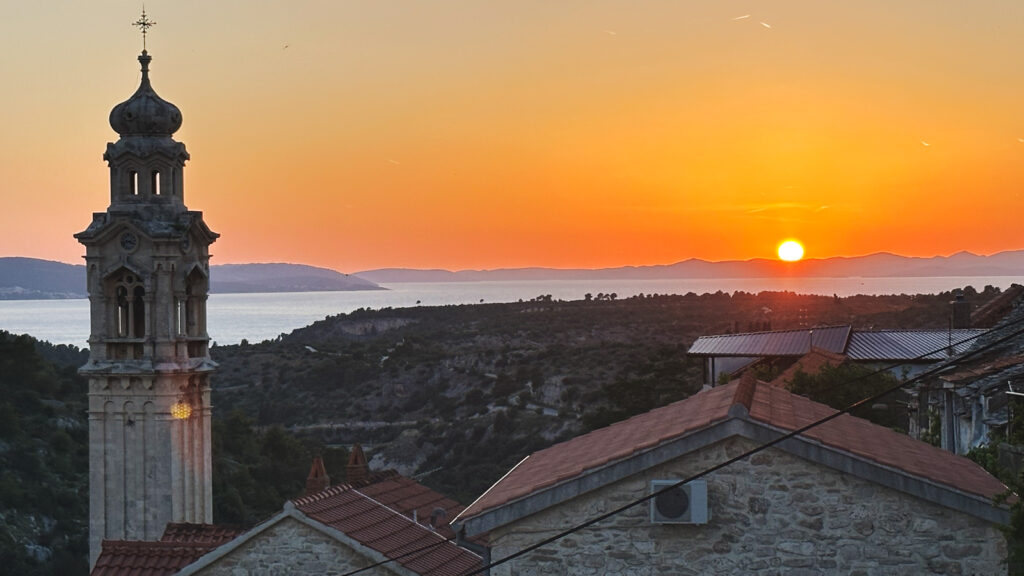 The sun sets over Milica, Croatia