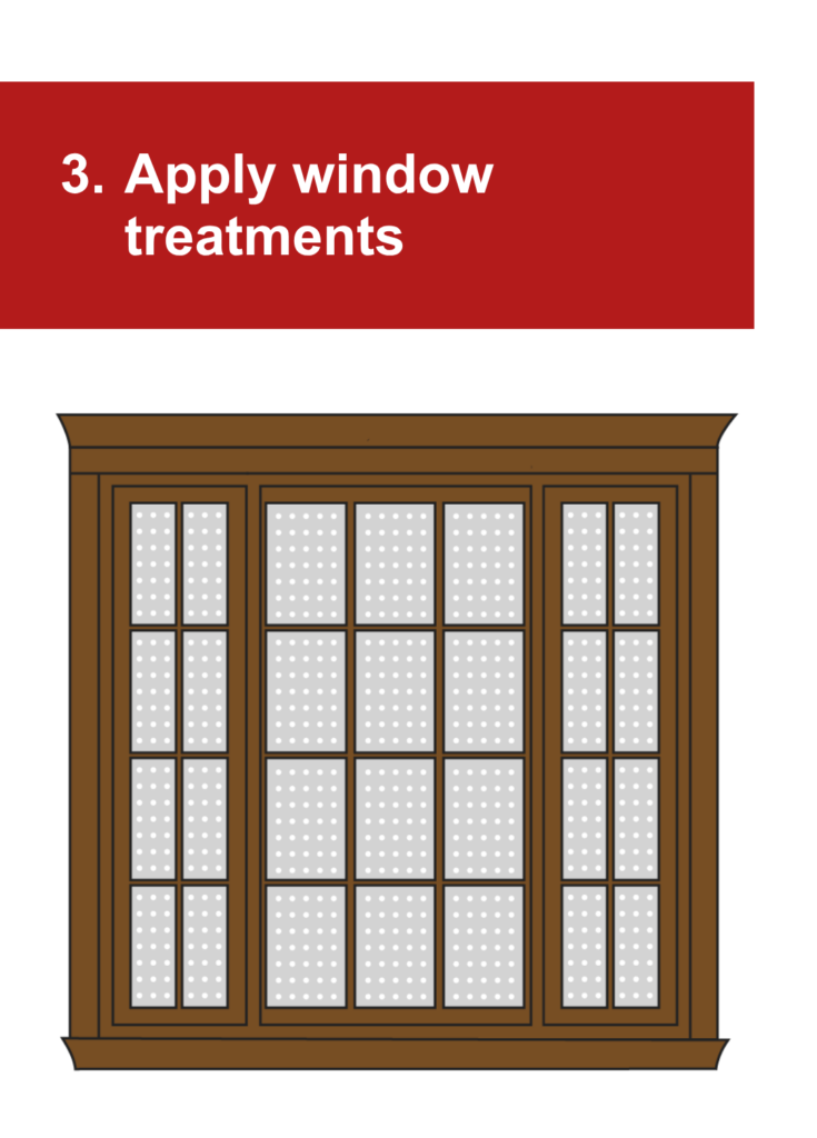 An illustration of a window under the heading "3. Apply window treatments"