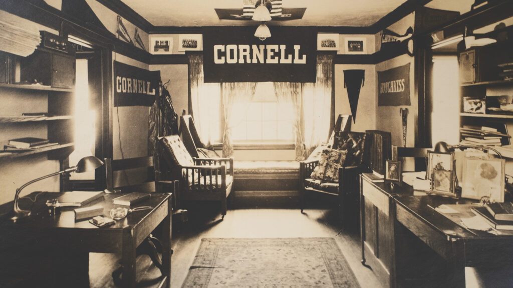 view of a student room in Sheldon Court, 1930