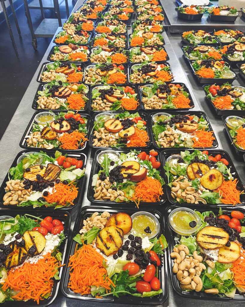 Dozens of premade salads in individual containers