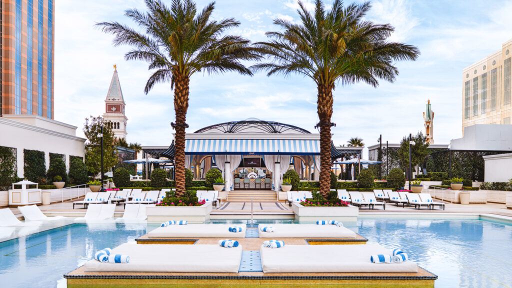 The pool deck at the Venetian resort