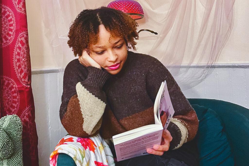 Finley Williams reading a book