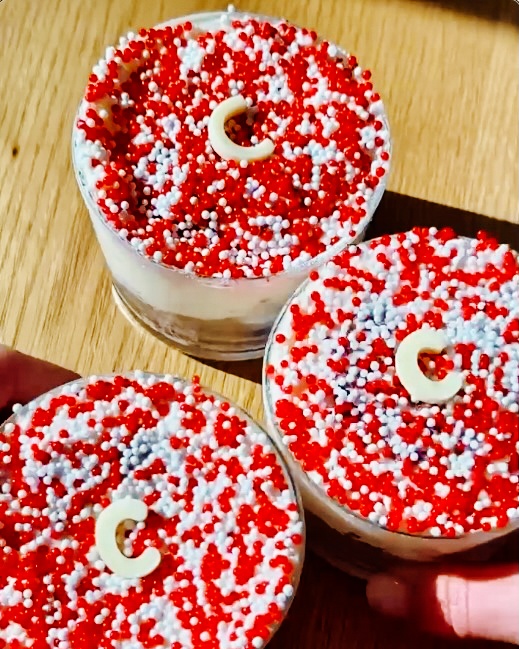 Three Cornell 'dot cakes'