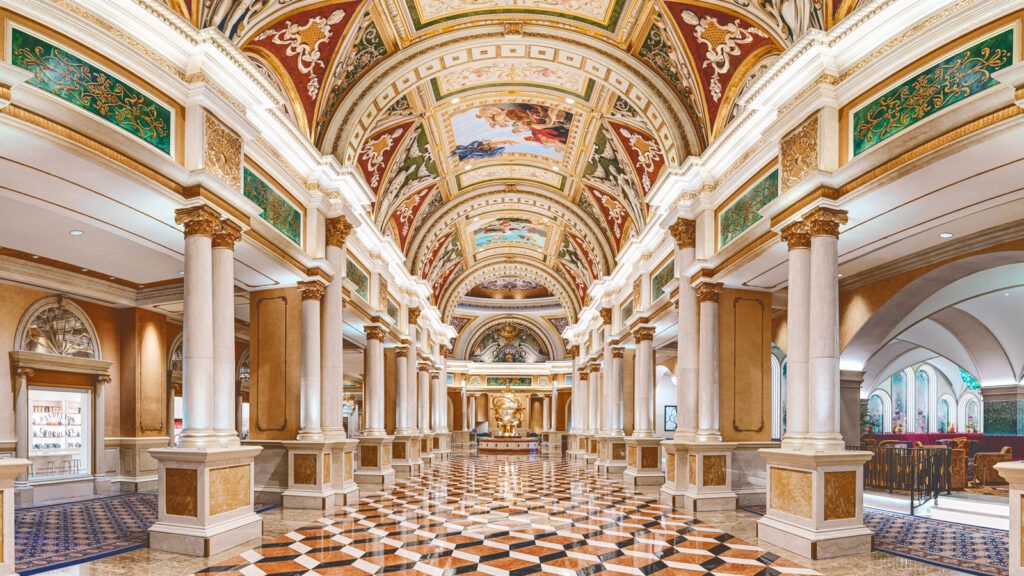 an ornate lobby at the Venetian resort