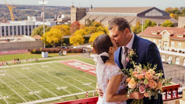 With a Schoellkopf Wedding, Couple Says ‘I Do’—and ‘Touchdown!’