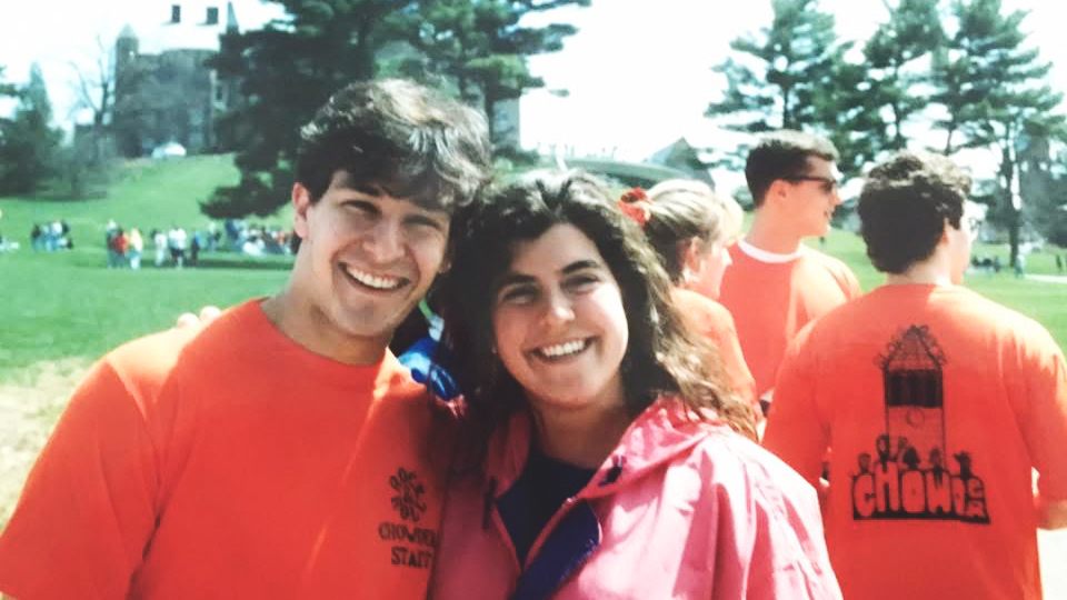 Matthew Berk with a friend on Slope Day as a student