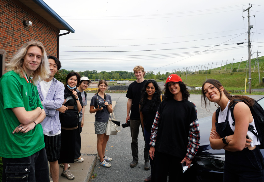 Landscape architecture juniors with Hannah Hopewell (in the red cap) tour Seneca Meadows landfill