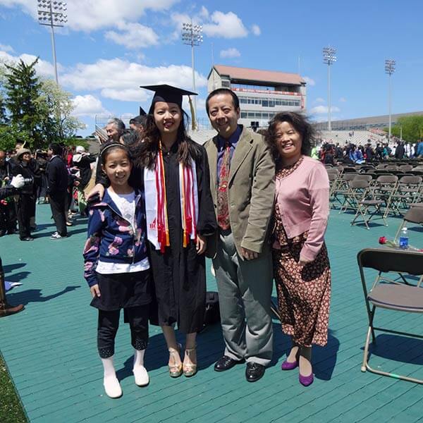 Kristy Yang and her family at Commencement