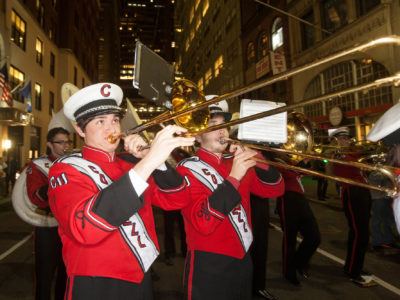 The Big Red Band performs at the 2014 Sy Katz '31 Parade.