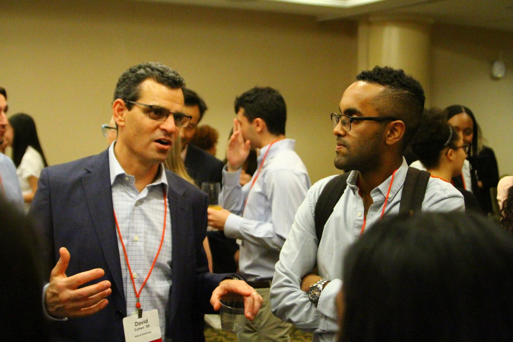 David Cohen, Cornell trustee, networking with students