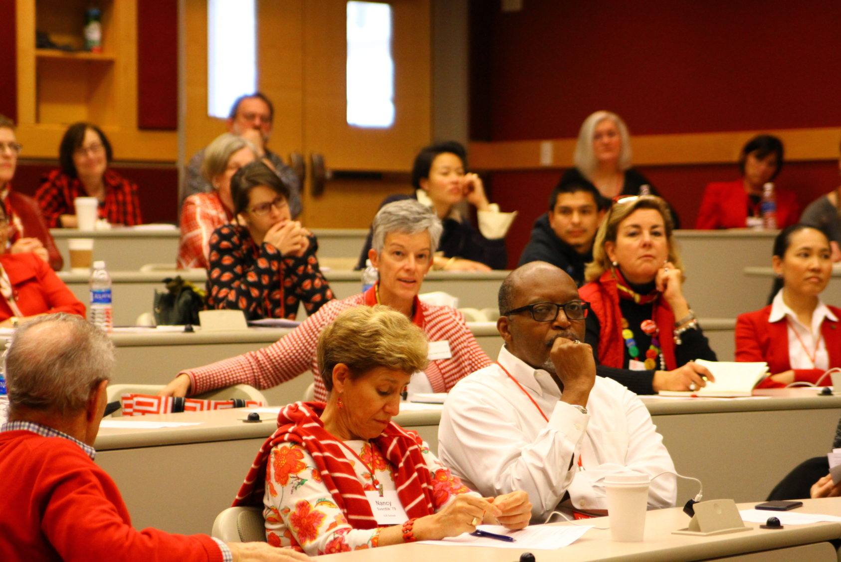 A packed lecture hall at TCAM's first-generation college students panel