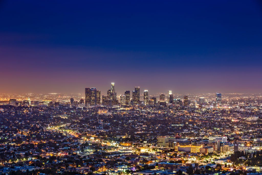 Los Angeles, California skyline at night