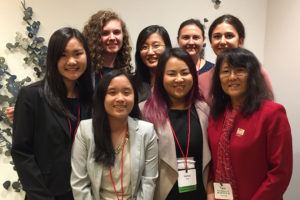 Rasmussen meets with student members of Scientista, a campus group dedicated to empowering and encouraging undergraduate and graduate women in STEM disciplines.