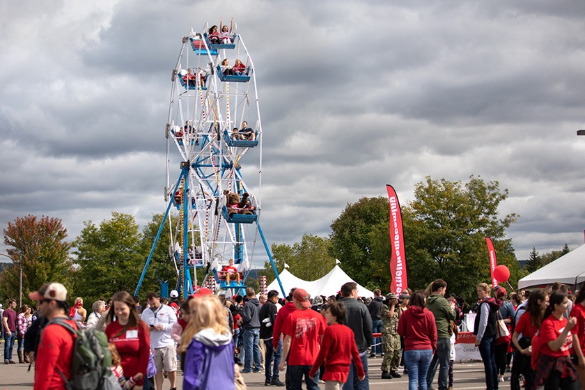 A cool fall day and party sunny sky create the perfect backdrop for Big Red Fan Festival fun.