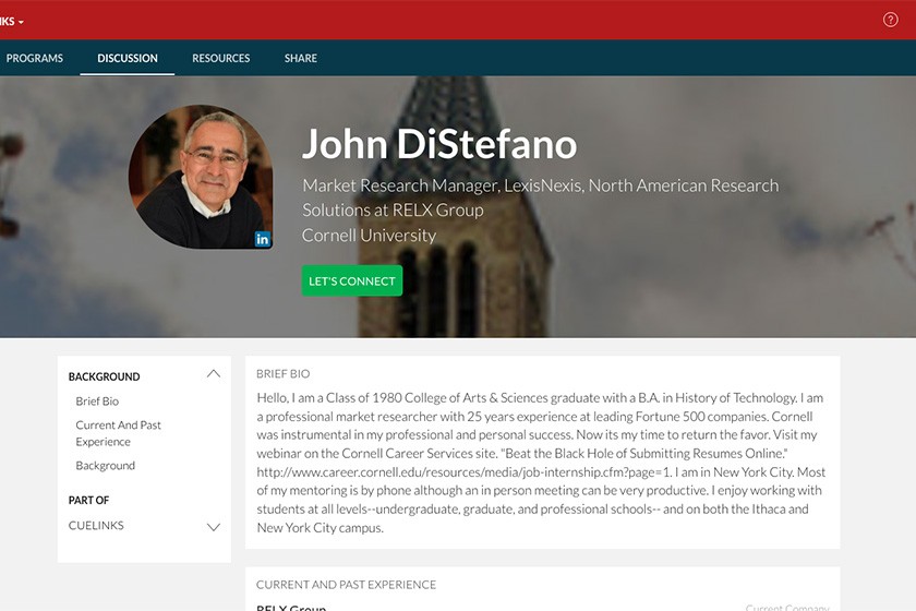 The CUeLINKS bio of John DiStefano '80