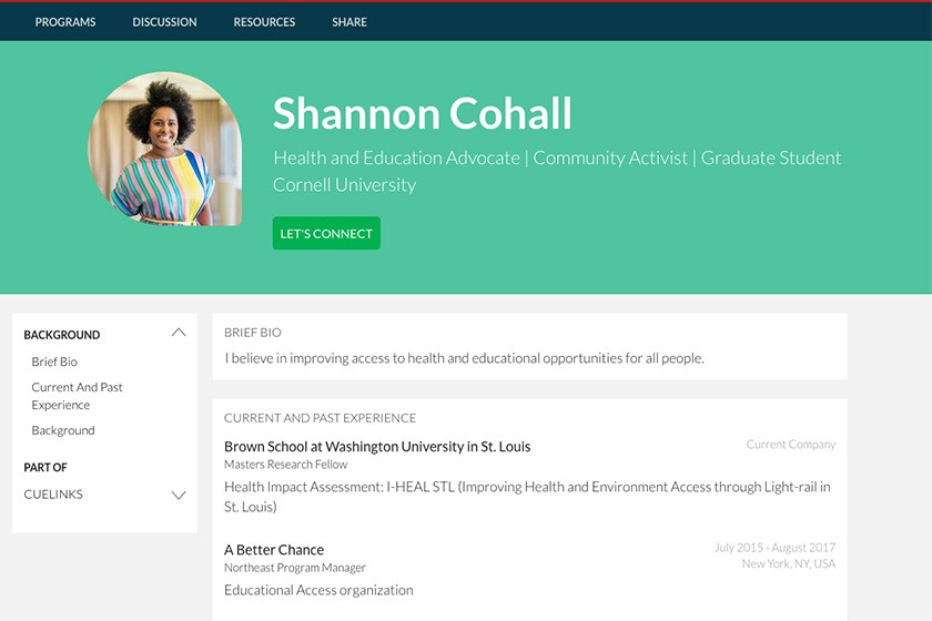 CUeLINKS profile for Shannon Cohall '14