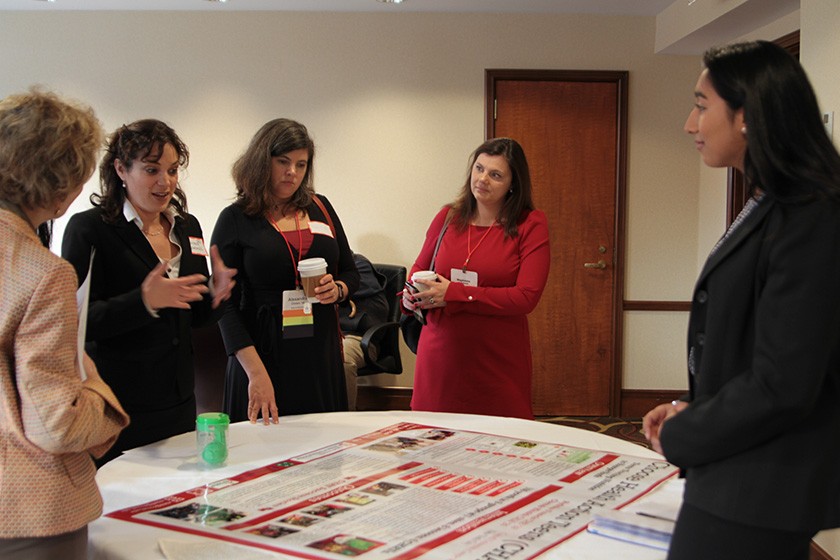 Dhyana Gonzalez, New York State partnership liaison in the Office of Engaged Initiatives, speaks to a small group.