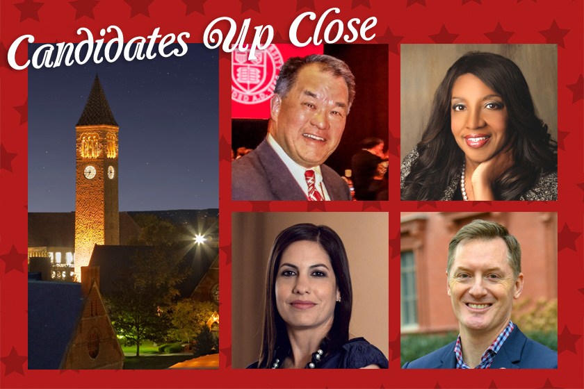 The candidates endorsed by the Committee on Alumni Trustee Nominations for 2019: Roderick Gong-Wah Chu MBA ’71; Cynthia A. Cuffie ’74; Terrance N. Horner Jr. ’92, PhD ’98, and Lorette Simon Gross ’89, MBA ’90.