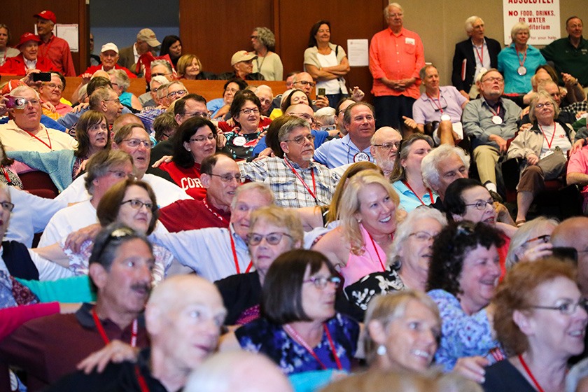 The audience singing at Peter Yarrow's concert.