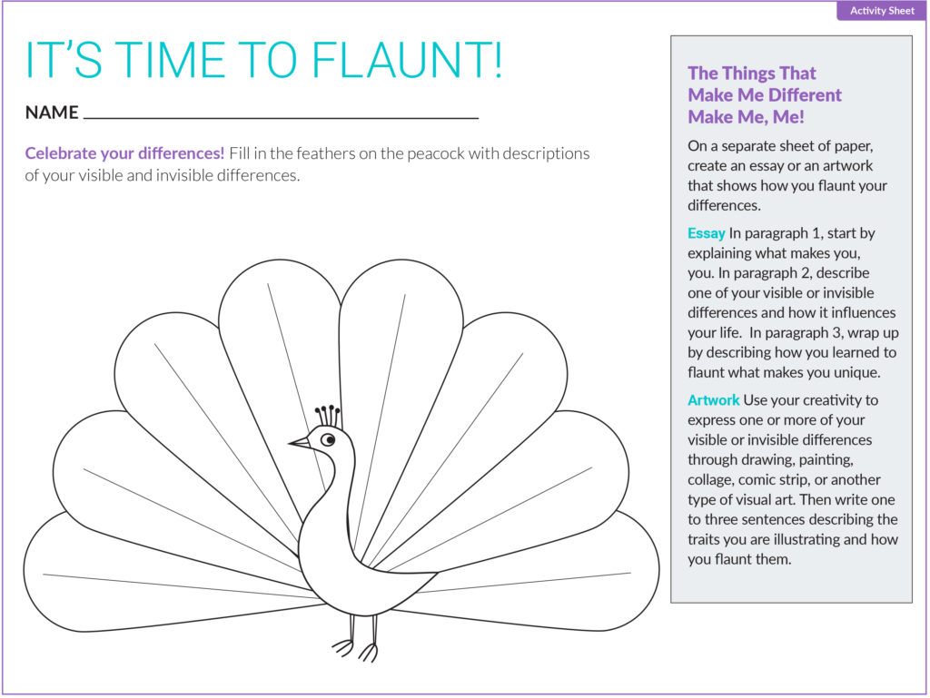 “It’s time to flaunt!” activity sheet for kids.