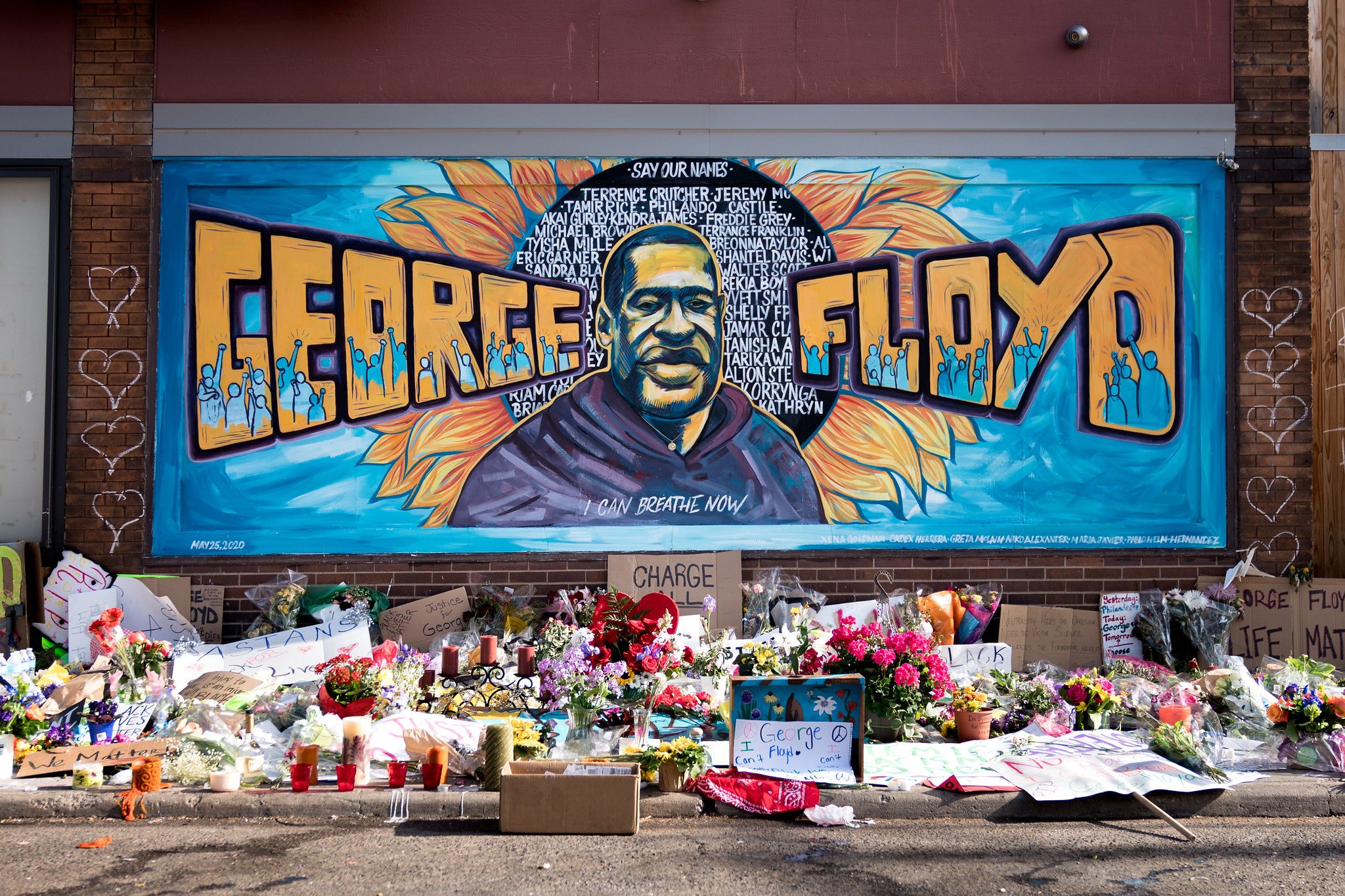 The George Floyd mural outside Cup Foods at Chicago Avenue and East 38th Street in Minneapolis, Minnesota.