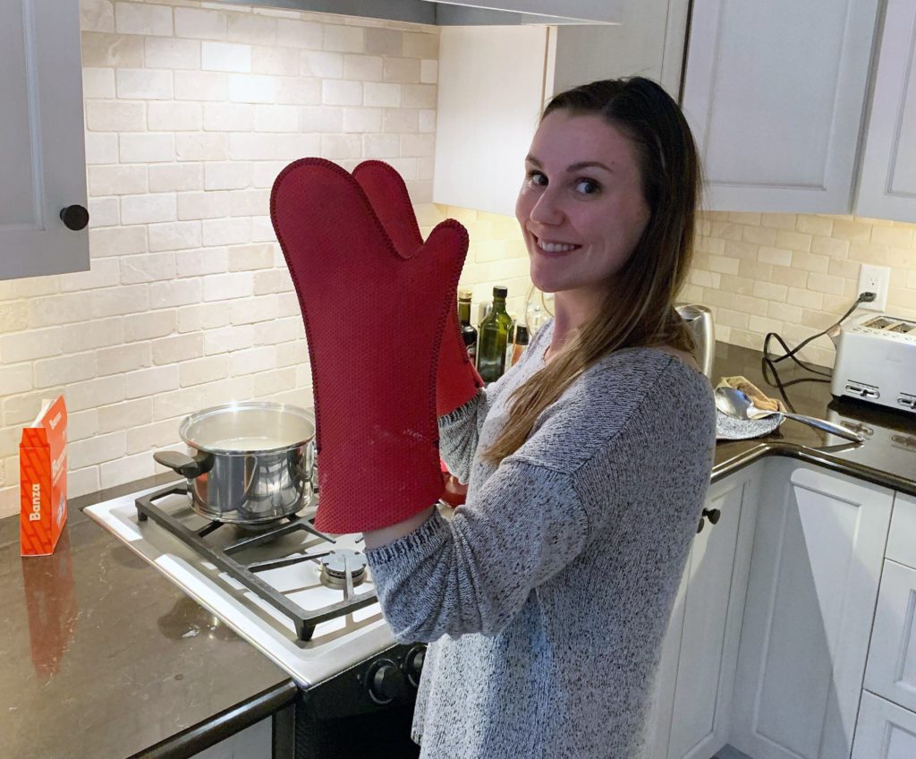 Meghan at her parents’ home, conducting a sensory test.