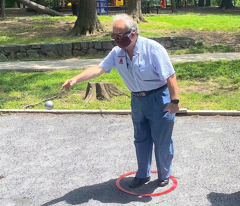 Jamil playing petanque with the National Capital Club de Pétanque, for which he serves as Le Grand Fromage (the Big Cheese).