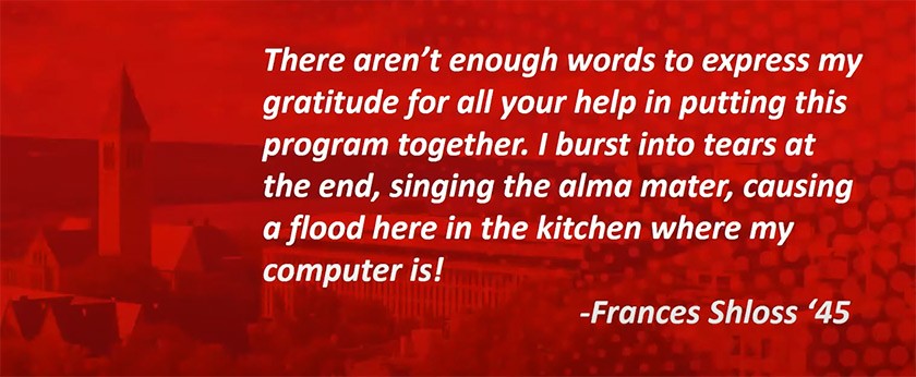 Feedback from Frances on Virtual Reunion 2020.