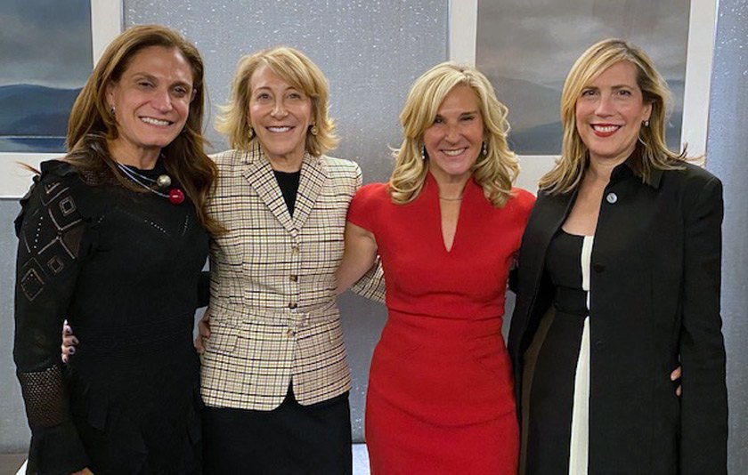 Cornell Trustees Karen Zimmer ’91, MD ’98; Peggy Koenig ’78; Jan Rock Zubrow ’77; and Dalia Stiller ’84.