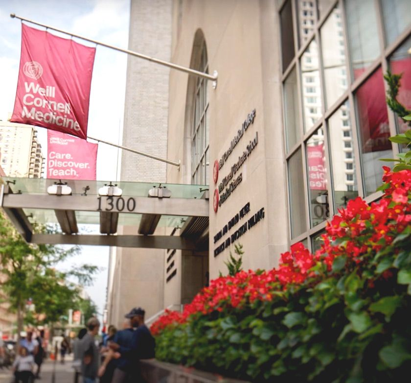 Entrance to Weill Cornell Medicine campus in New York City