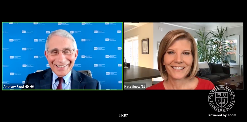 Dr. Anthony Fauci MD ’66 and NBC News’ Kate Snow ’91