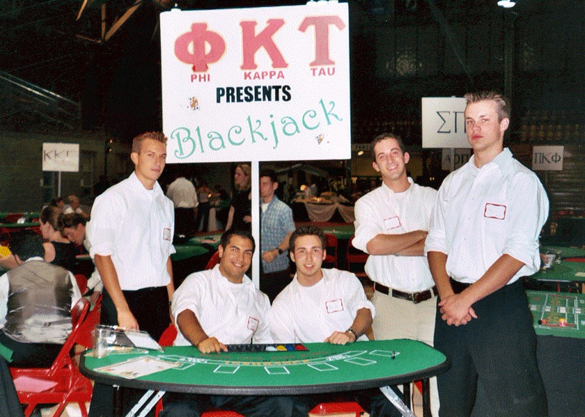 Dan Schiff says that he learned a tremendous amount about leadership and management from his time in a Greek organization at Cornell. Here, Dan (second from right) and his fraternity brothers are participating a casino night fundraiser.