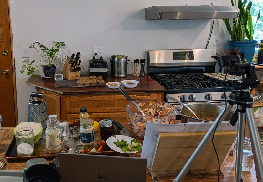 Behind the scenes in Erin Harner’s kitchen after the Cook Along with Me class.