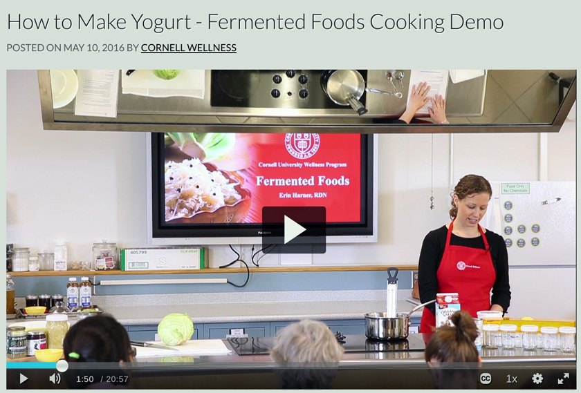 Wellness dietician and nutritionist Erin Harner demonstrating how to make yogurt at an in-person cooking demo before the pandemic.