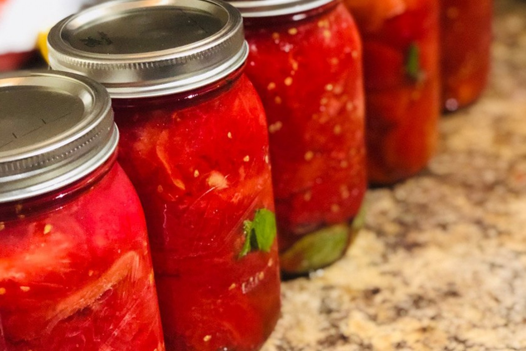 Canning San Marzano tomatoes and basil