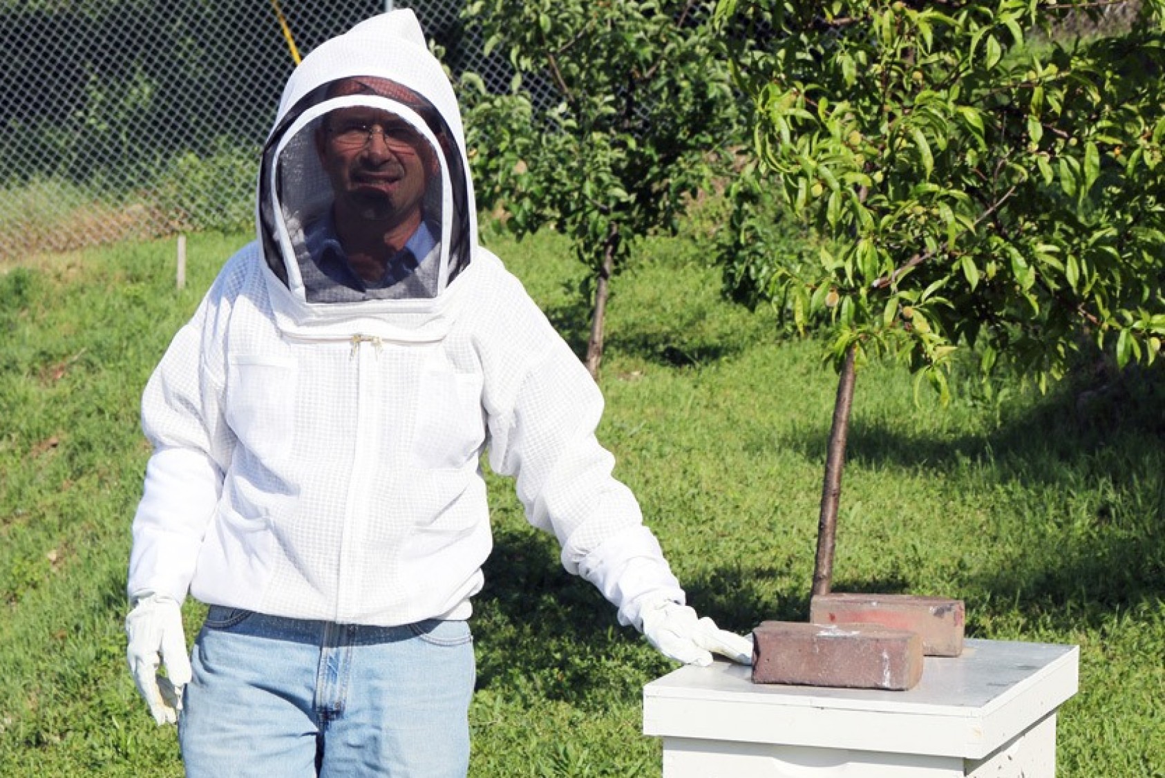 Team member at one of the group’s beehives