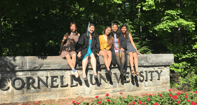 Students in graduation caps and gowns